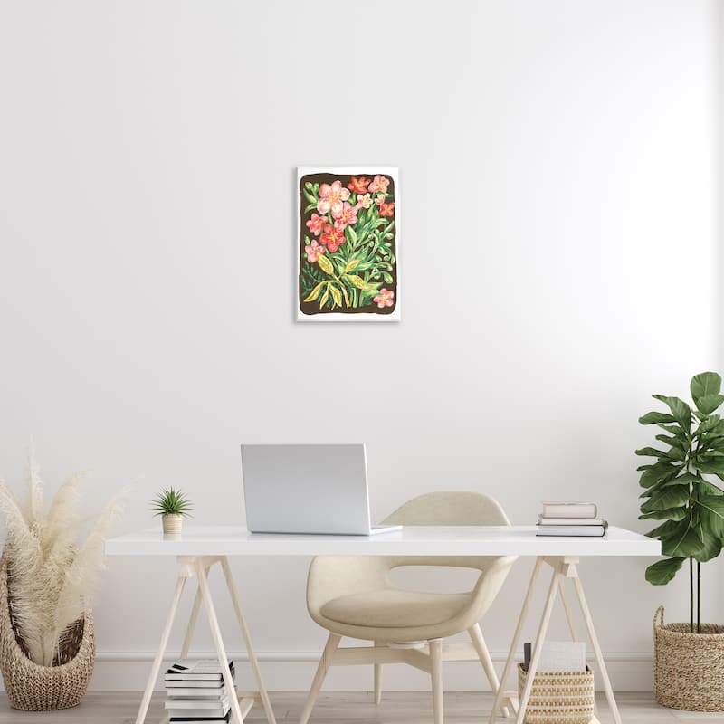 Stupell Garden Flowers on Brown Wall Plaque Art Design By Hannah Moren