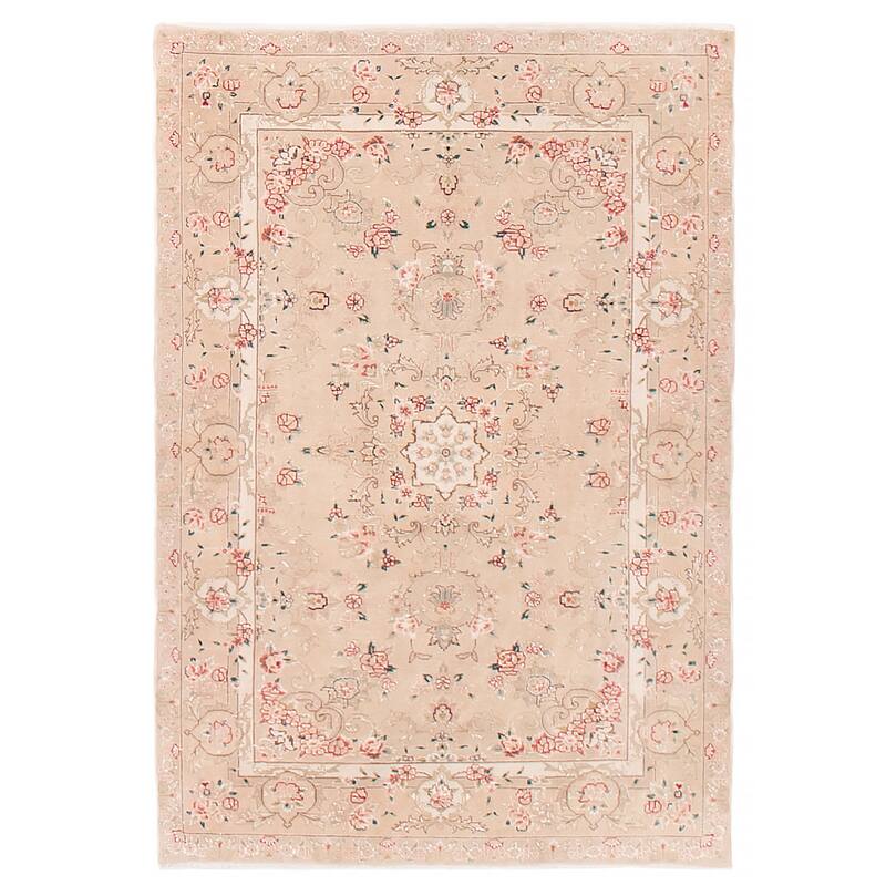 ECARPETGALLERY Hand-knotted Sino Persian 220L Beige Silk, Wool Rug - 4'0 x 5'11 - Beige - 4'0 x 5'11