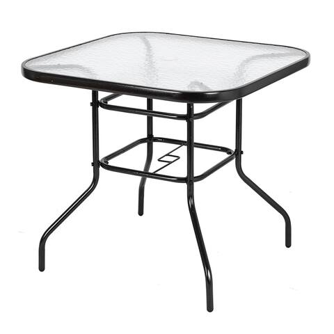 Outdoor Dining Table Toughened Glass Table Yard Garden Table, Square