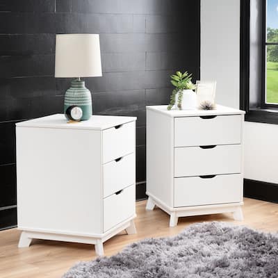 Purcell Pine Wood 3-Drawer Nightstand (Set of 2)