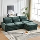 preview thumbnail 13 of 34, Modern Comfy Chenille L Shaped Sectional Sofa Green
