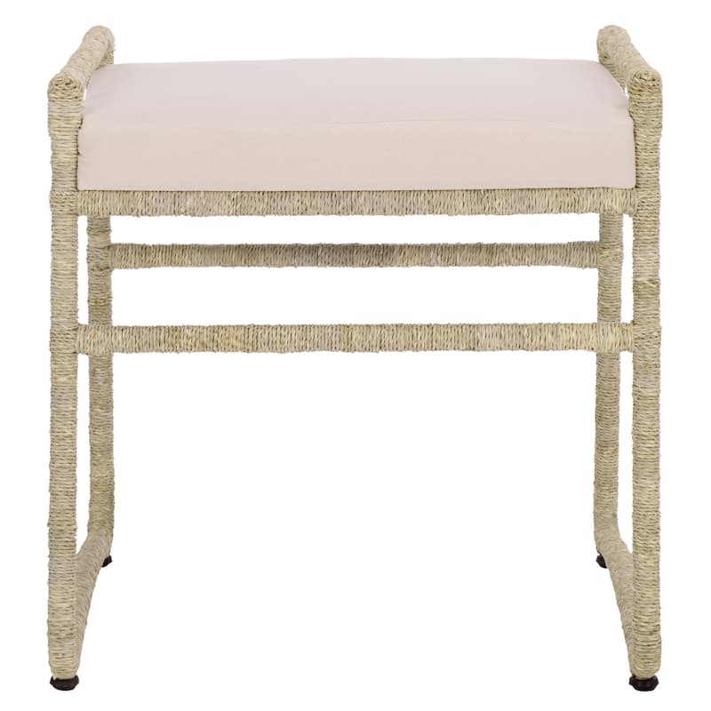 SAFAVIEH Home Iveliz Ottoman with Cushion - Natural/White