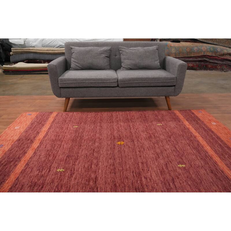 Hand Knotted Oriental 100% Wool Carpet Tribal Tribal Oranges & Rust Gabbeh Area Rug - 7' 9'' X 4' 11''