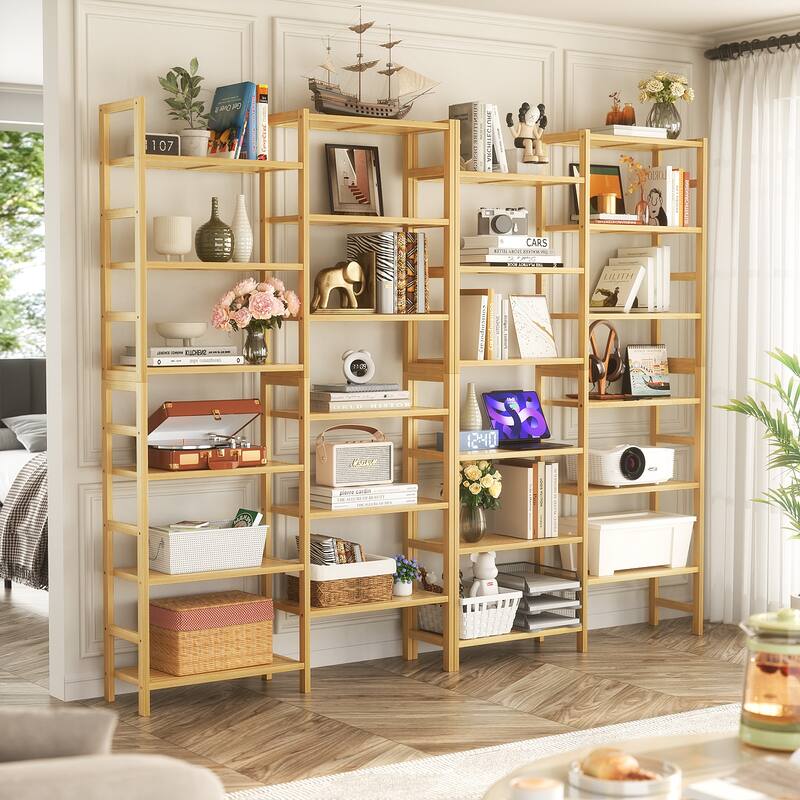 6-Tier Solid Bamboo Bookcase,Large Freestanding Open Bookshelf with 17 Display Shelves,Easy To Assemble