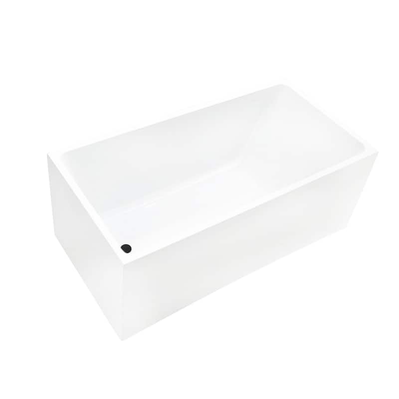 Vanity Art 55" x 29" White Acrylic Flatbottom Freestanding Bathtub