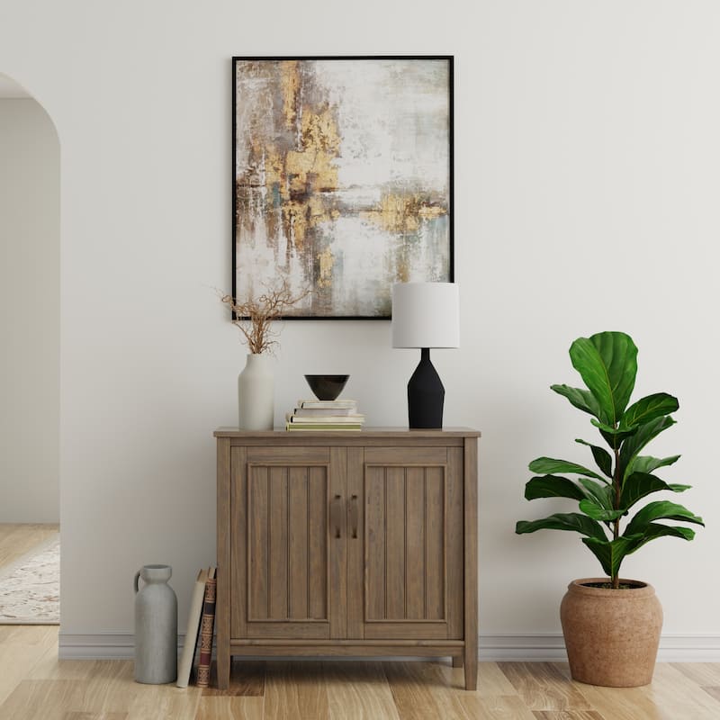 WYNDENHALL Rowan SOLID WOOD 32 inch Wide Contemporary Low Storage Cabinet in Smoky Brown - 14"d x 32" w x 31"h - Smoky Brown