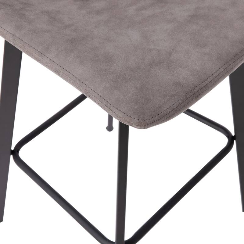 Set of 2 Armless Upholstered Metal Counter Stools