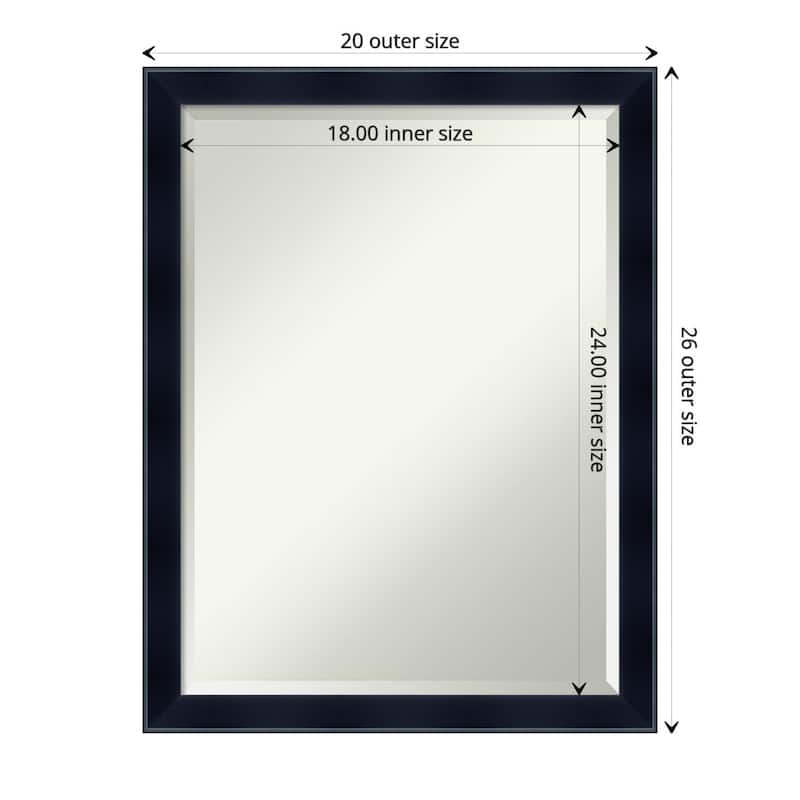 Beveled Wood Wall Mirror - Madison Black Frame - Outer Size: 20 x 26 in