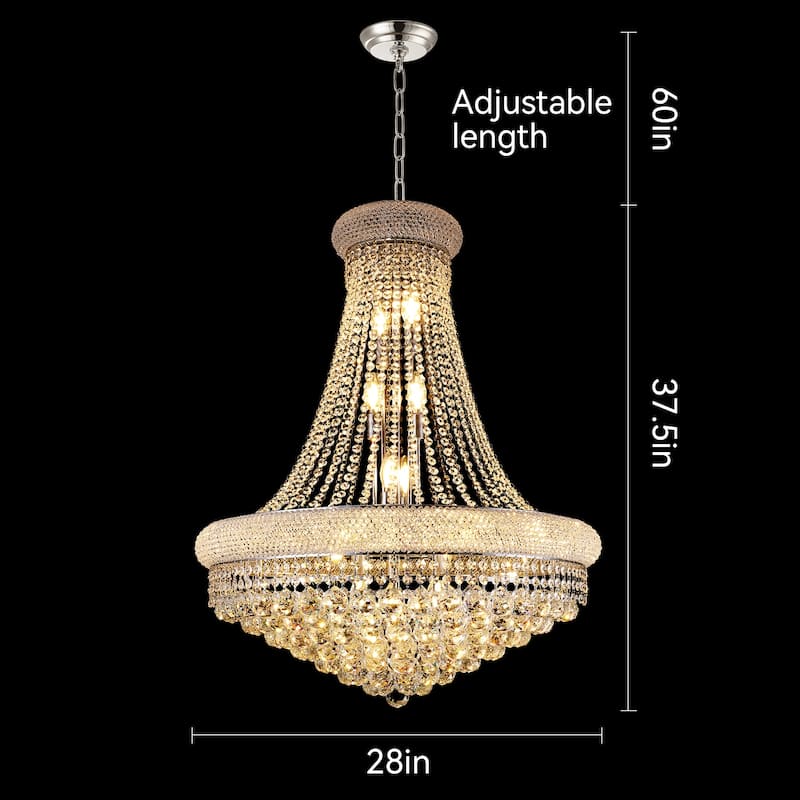 28-Inch Crystal Chandelier Lighting Modern Interior Luxury K9 Bedroom Crystal Chandelier Ceiling Light