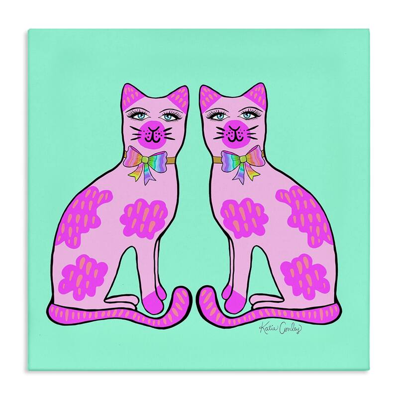 Stupell Mirrored Purple Cats Canvas Wall Art Design By Katie Conley - 36 x 36
