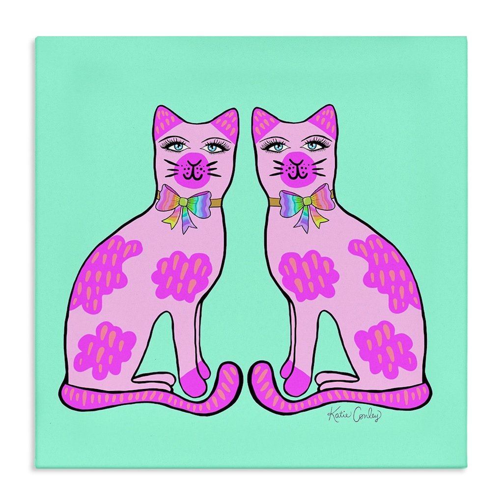 Stupell Mirrored Purple Cats Canvas Wall Art Design By Katie Conley