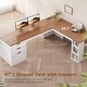 preview thumbnail 101 of 156, Farmhouse Executive L Shaped Desk Home Office Desk with Drawers and Storage Cabinet & Power Outlet