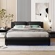 preview thumbnail 2 of 25, Merax Upholstered Faux Leather Platform Bed with LED Light