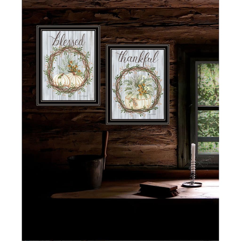 Trendy Decor 4U "Thankful and Blessed for the Fall" Printed Framed Wall Art by Lisa Kennedy