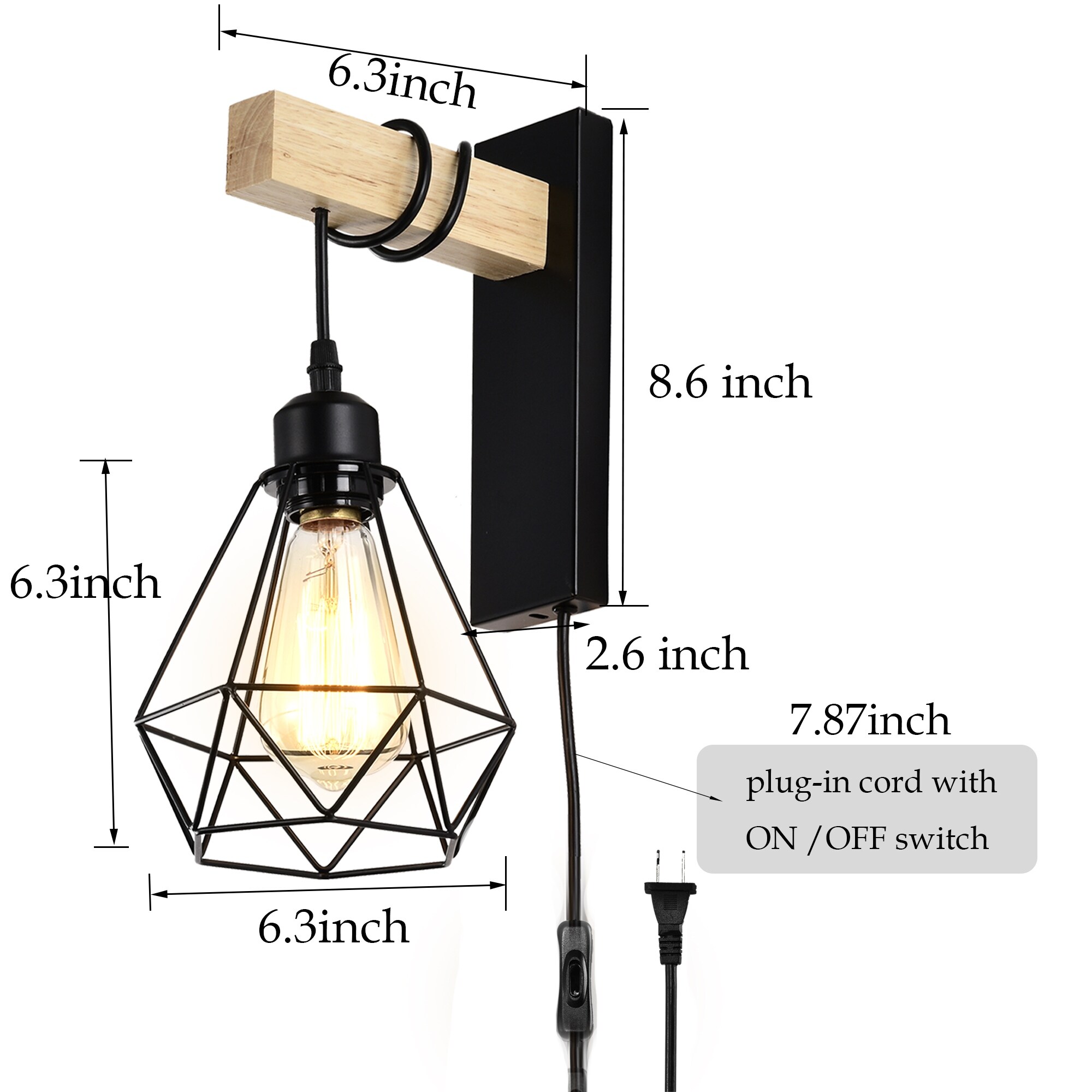 Farmhouse wall sconce with switch cheap