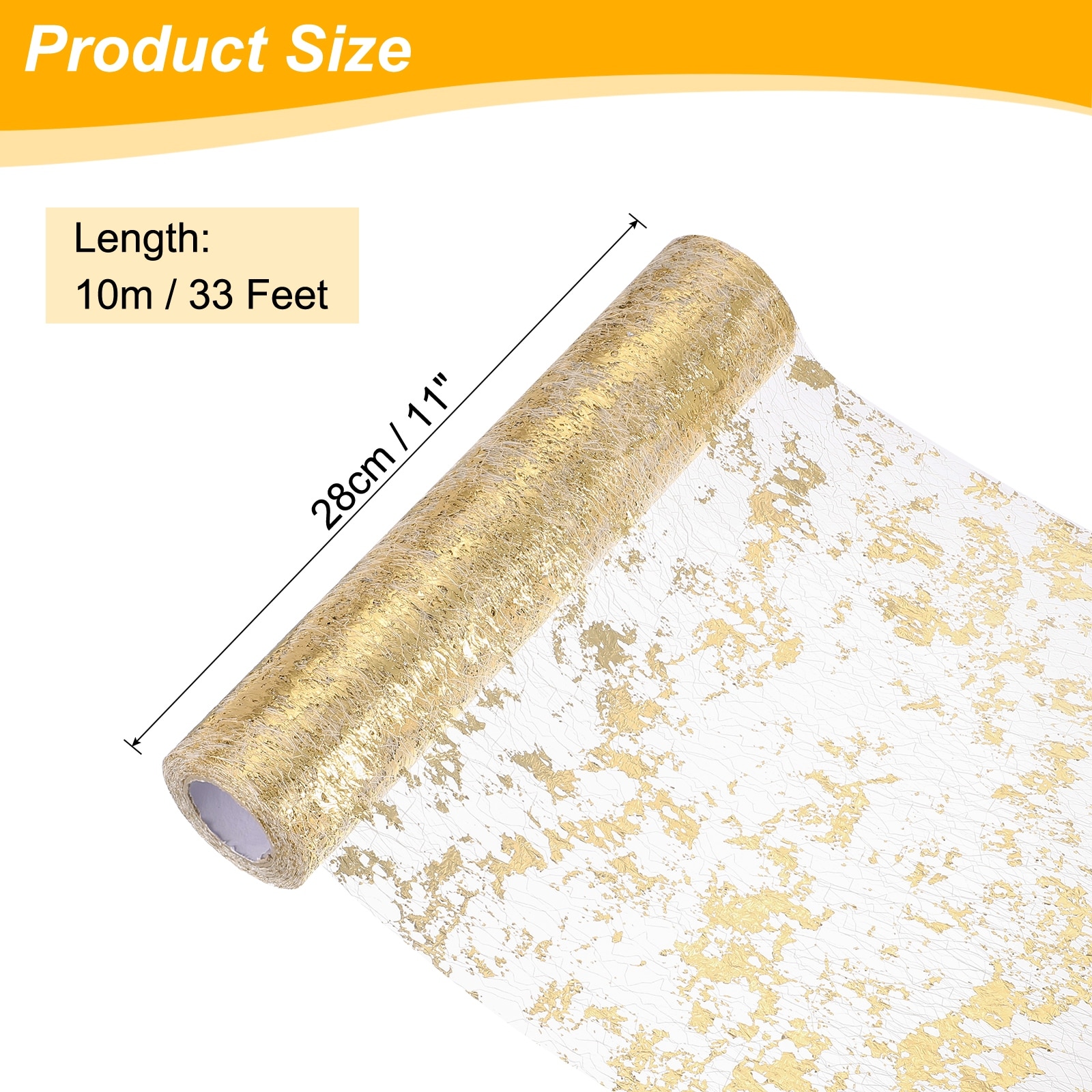 Table Runner, Sequin Gold Foil Thin Mesh Metallic Table Runner