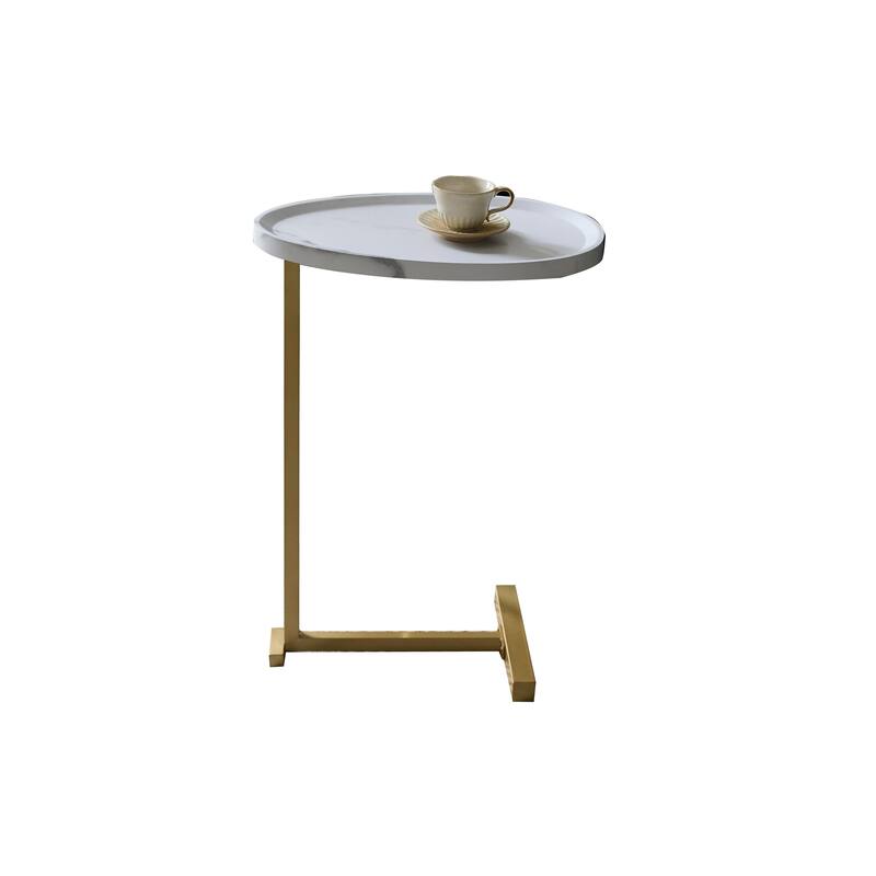Brody Collection Gold Metal C-Shaped Wood Side Table