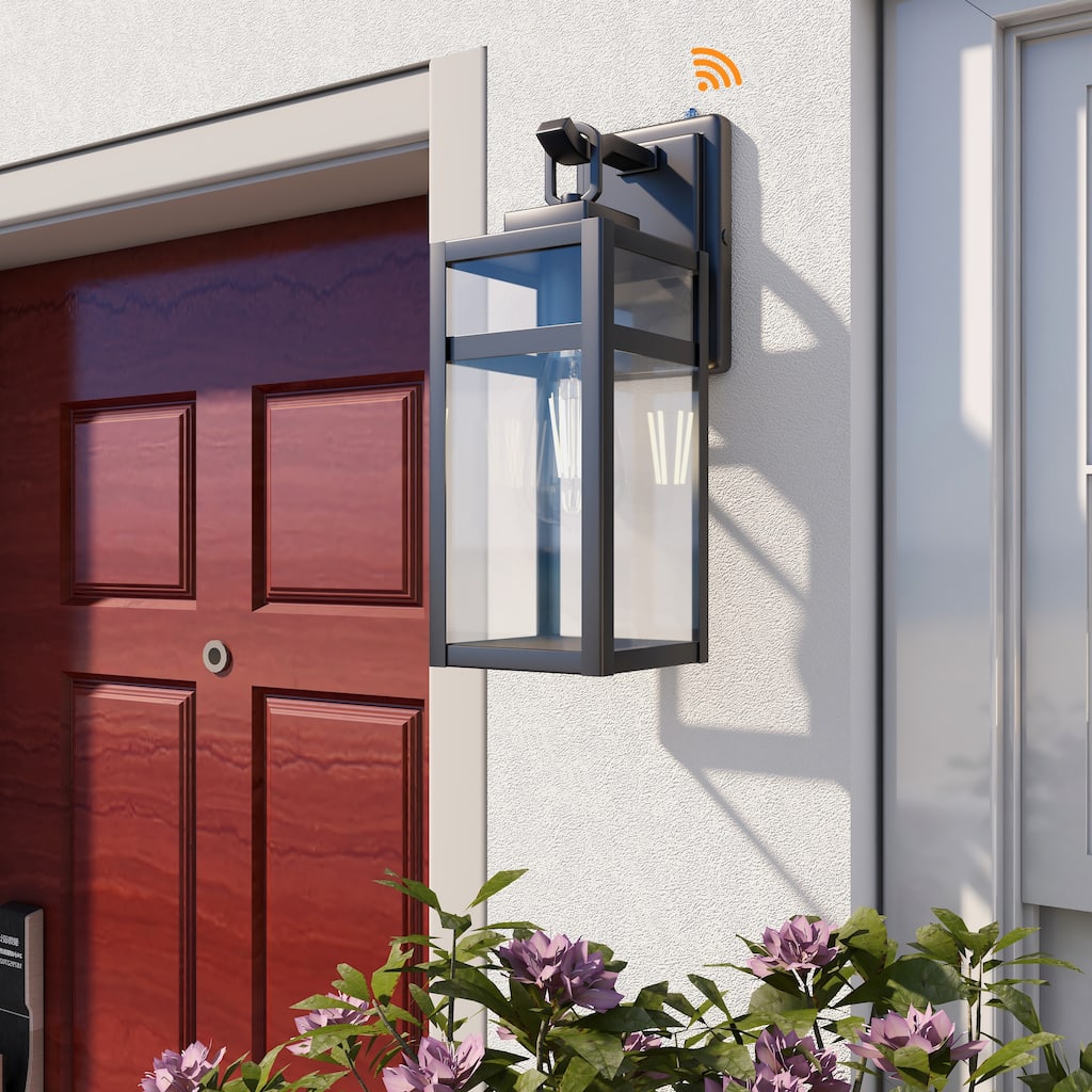 1-Light Outdoor Wall Light With Sensor Fixtures - 5"x6.57"x14.06"