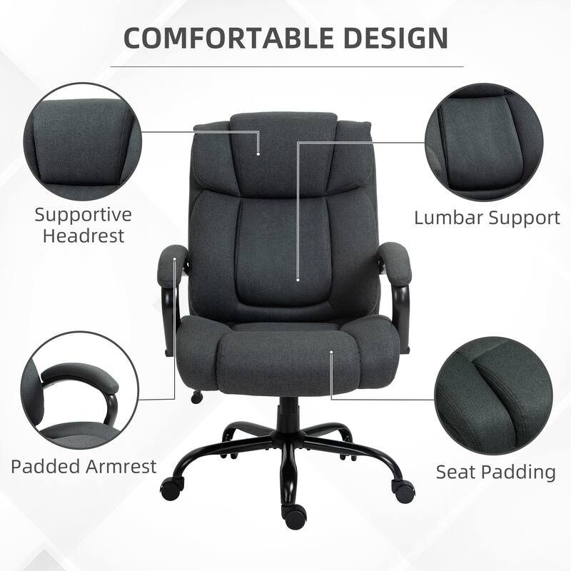 Vinsetto Big and Tall Executive Office Chair High Back Computer Desk Chair Ergonomic Swivel Chair with Linen Fabric