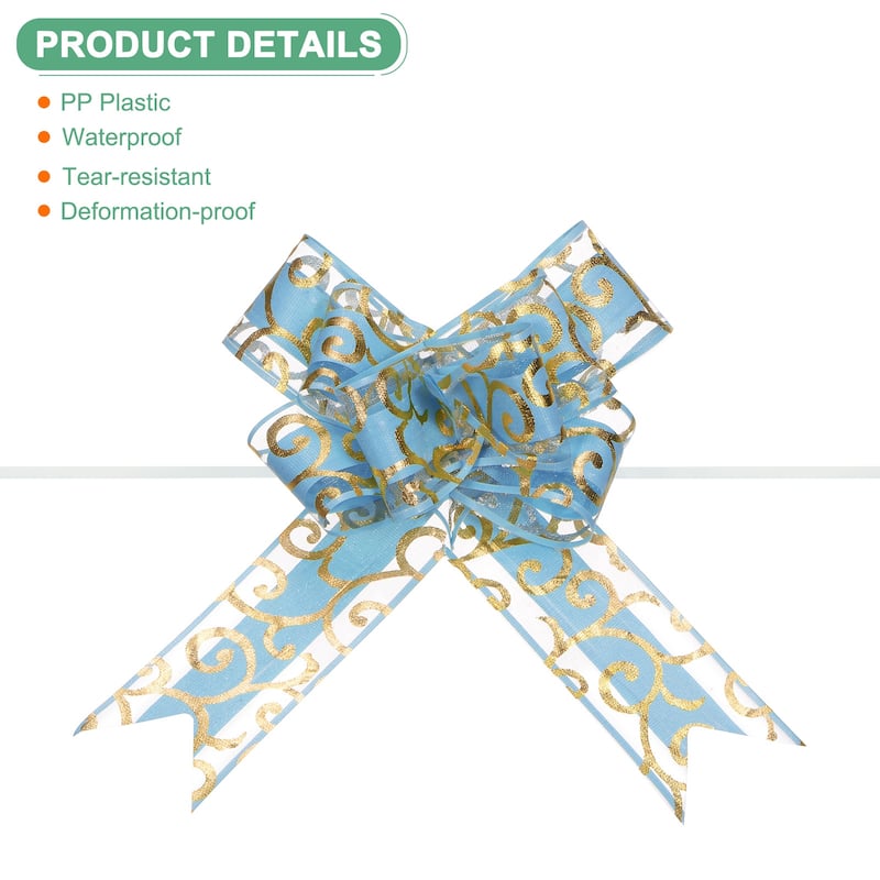 10pcs Large Pull Bow 8 Inch Bows for Wedding Baskets Decorations - Blue
