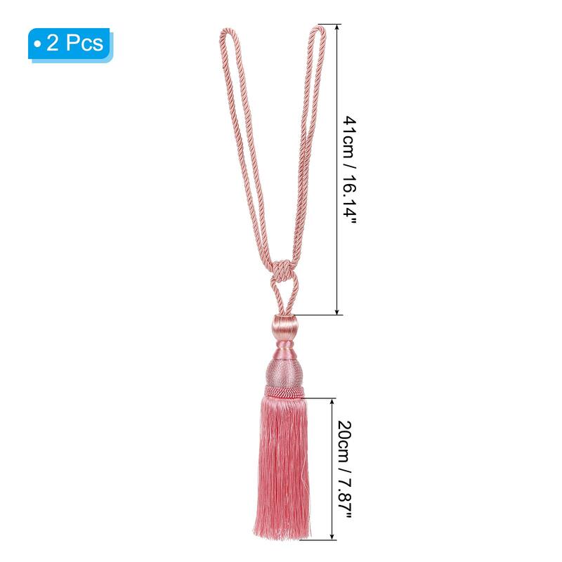 2 Pack 16" Elegant Handmade Curtain Tiebacks Home Office Decorative - Pink