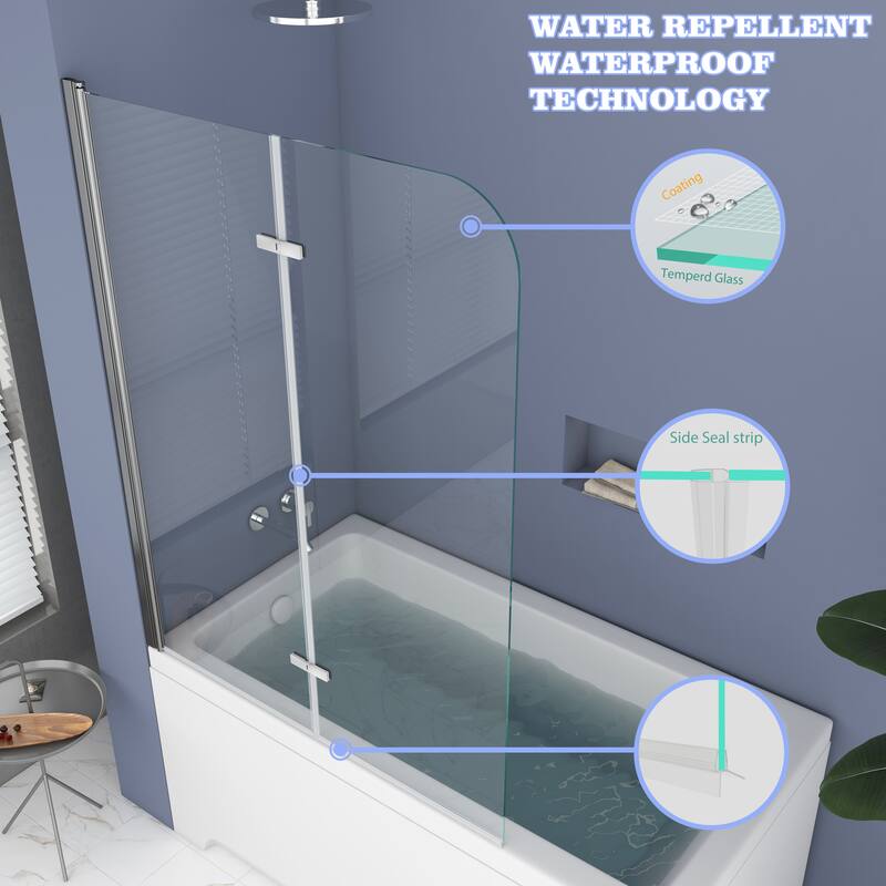 39 in. W x 55 in. H Pivot Tub Door in Matte Black with Clear Tempered Glass