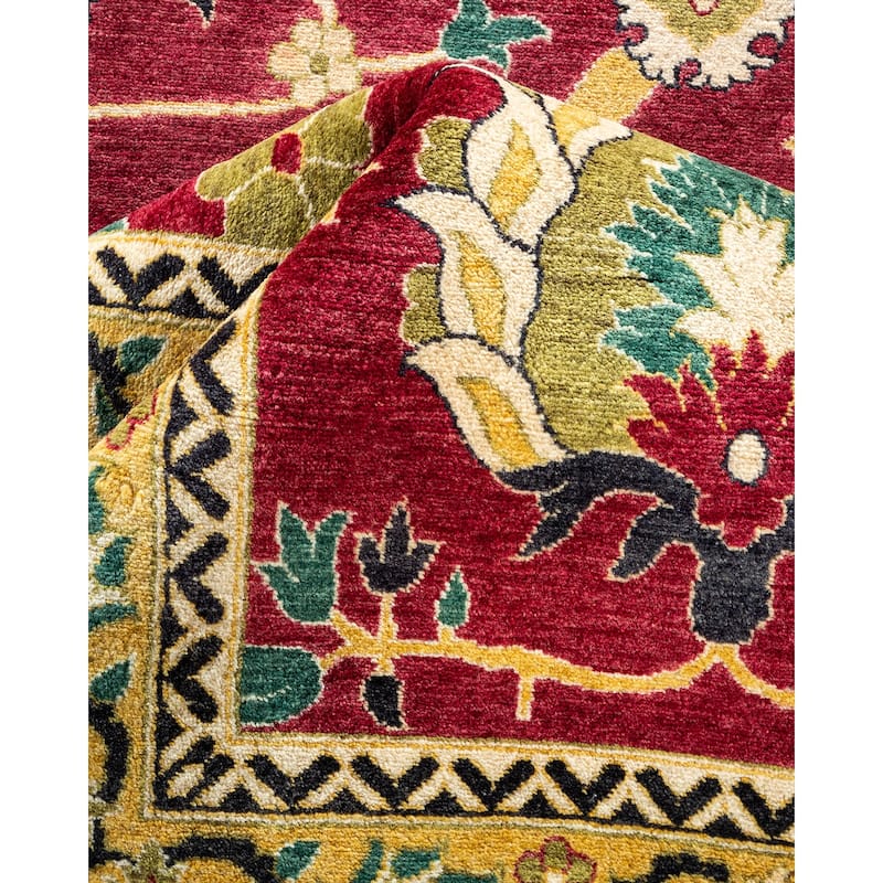 Overton Hand Knotted Wool Vintage Inspired Traditional Mogul Red Area Rug - 10' 1" x 14' 5"