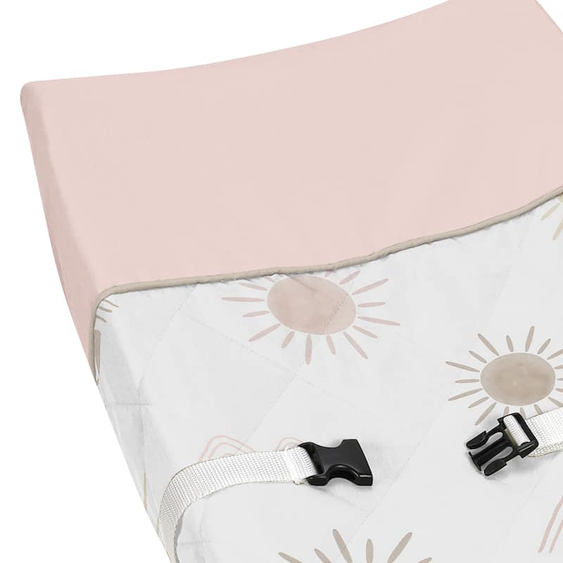 Boho Desert Sun Girl Changing Pad Cover - Blush Pink Mauve Gold Taupe Bohemian Watercolor Mountains Southwest Nature Outdoors