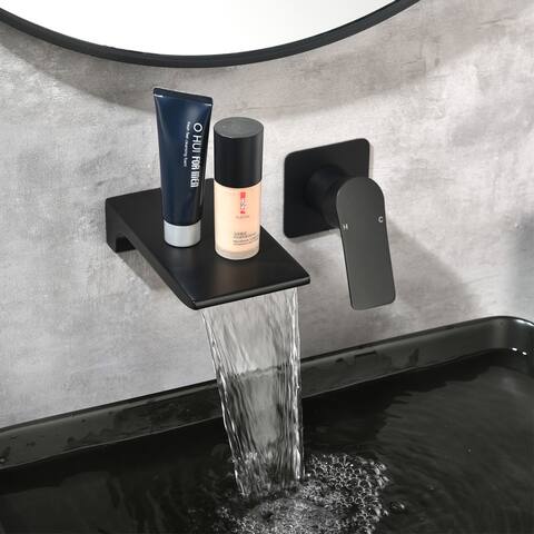 Waterfall Bathroom Faucet Wall Mount single Handle Vessel Sink Faucet