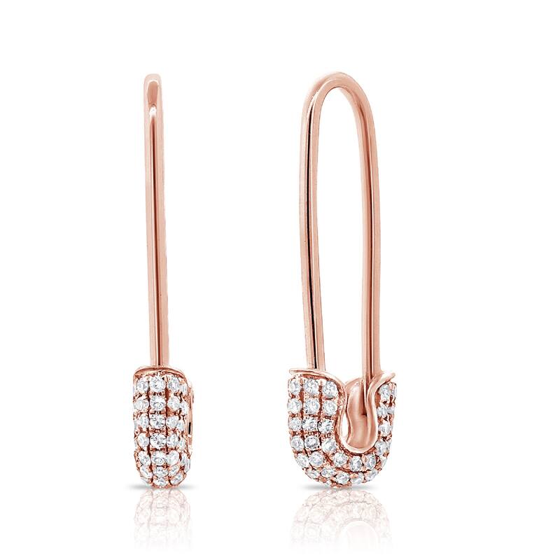 Joelle Collection Diamond Safety Pin Earrings 1/2 ct. 14K Gold