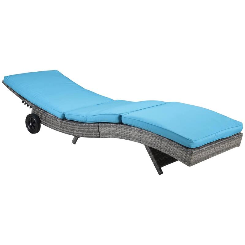 Foldable Chaise Lounge, 5-Level Adjustable Backrest, Breathable Mesh
