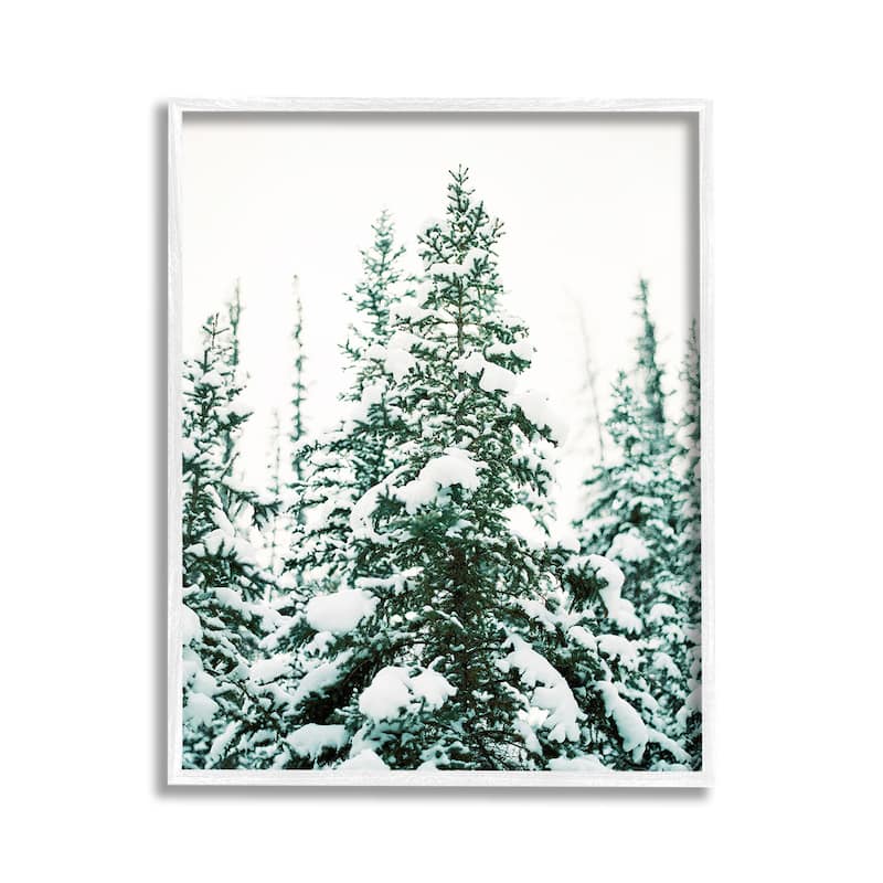 Stupell Woodland Fir with Snow Framed Giclee Art Design By Justine Milton