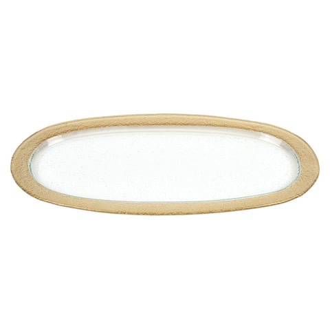 Rimini Gold 8x16" Oval Hand Crafted Glass Snack,Serving or Vanity Tray