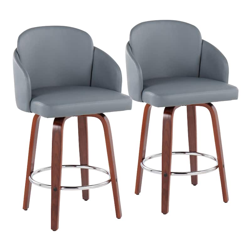 Dahlia Counter Stool with Walnut Wood (Set of 2)