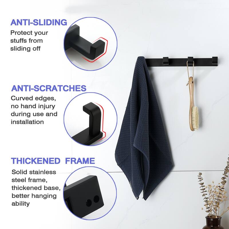 Heavy-duty Stainless Steel Towel Hook With 4 Hooks
