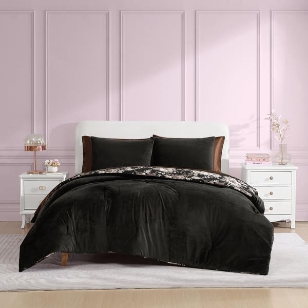 slide 2 of 12, Betsey Johnson Velvet Solid Reversible Duvet Cover Set