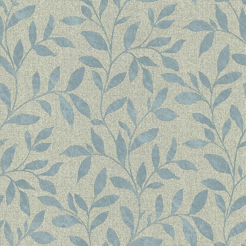 Galerie Wallcoverings Utopia Collection Loose Leaf Matte Finish Vinyl on Non-woven Wallpaper Roll - 33-feet long x 21-inches wide - Blue