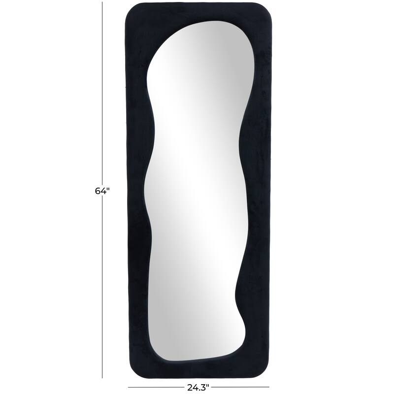 Black or White Velvet Wavy Room Floor Mirror