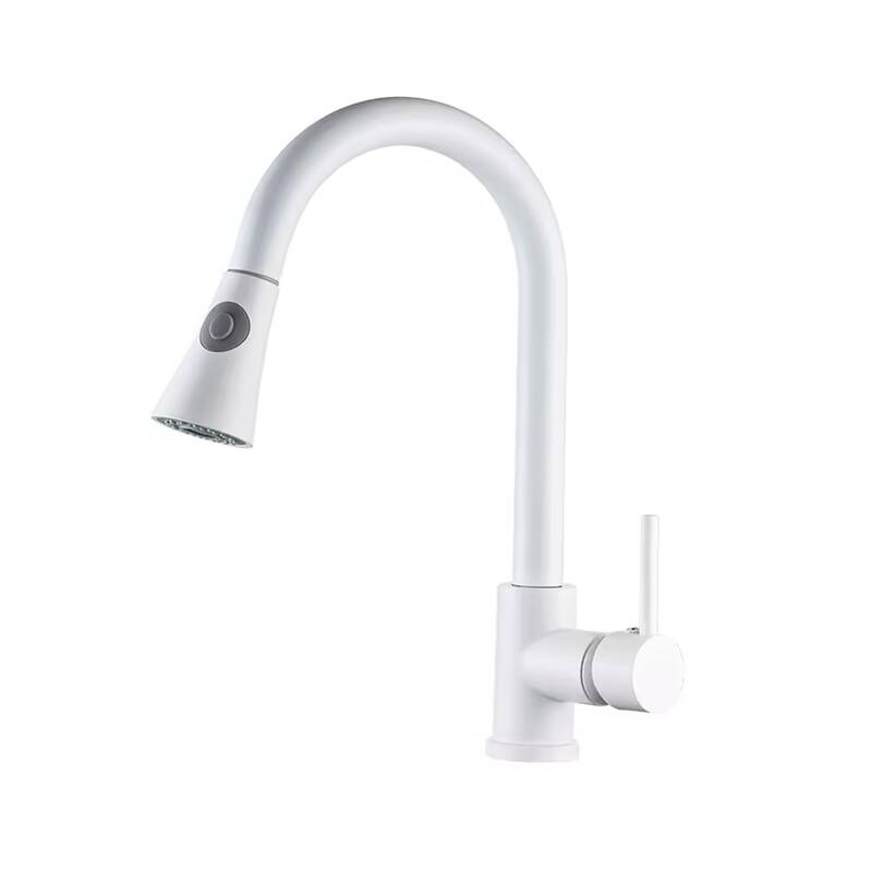 CB HOME Gold/Black/White/ Kitchen Faucet with Pull Down Sprayer, 18'' Gold/Black/Faucet for Kitchen Sink with Single Handle - Matte white