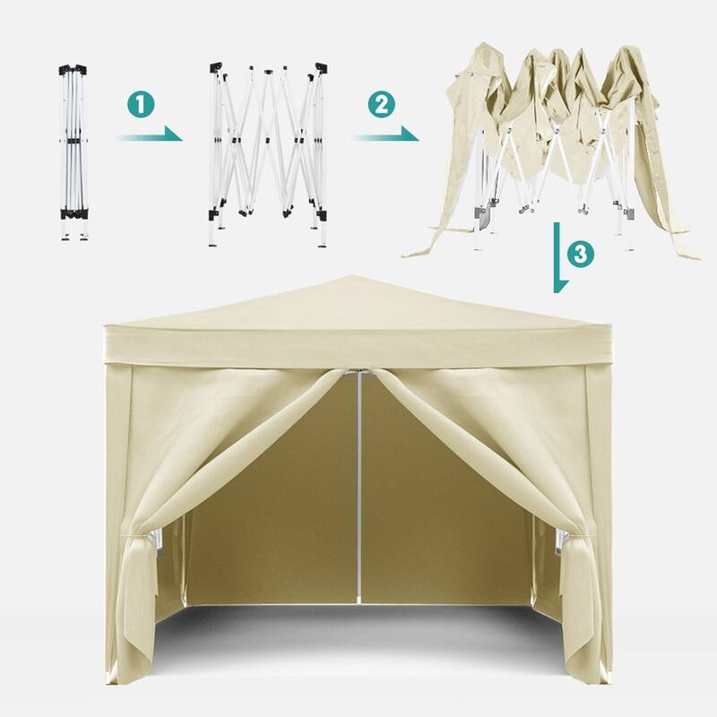 10'x10' Folding Canopy,4 Removable Sidewall Shelter UPF 50,Gazebo Portable Tents,EZ Pop Up Canopy 4pcs Weight Bag,Carry Bag
