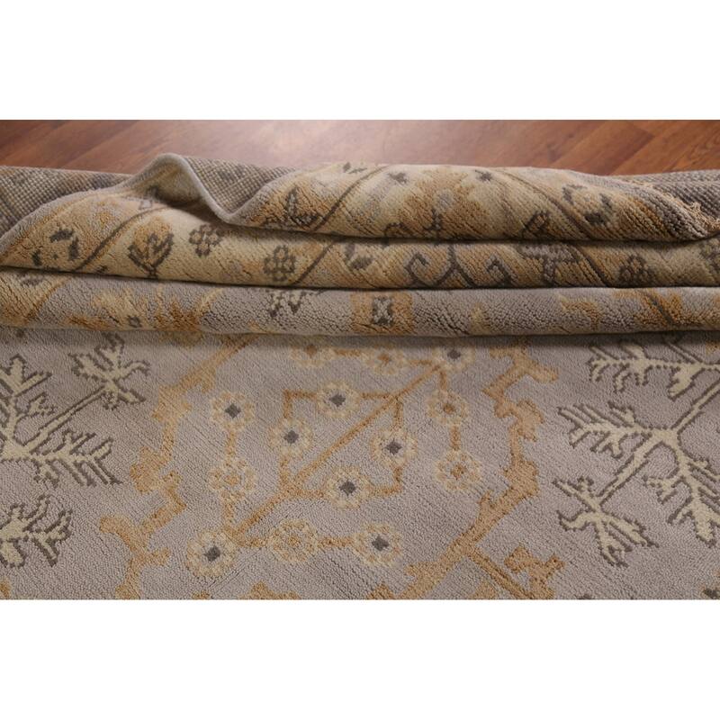 All-Over Oushak Indian Area Rug Hand-Knotted Wool Carpet - 8'2"x 10'0"
