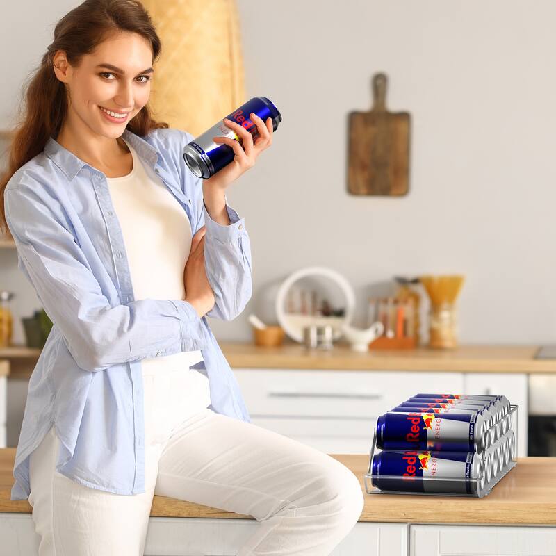 Skinny Soda Can Organizer for Refrigerator - Slim Can Holder Drink Dispenser for Fridge - Soda Can Organizer