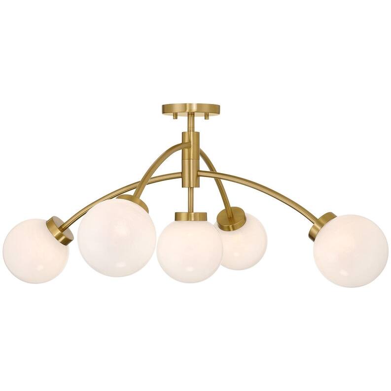 Savoy House 6-6199-5 Redfield 5 Light 36" Wide LED Semi-Flush Ceiling - Warm Brass