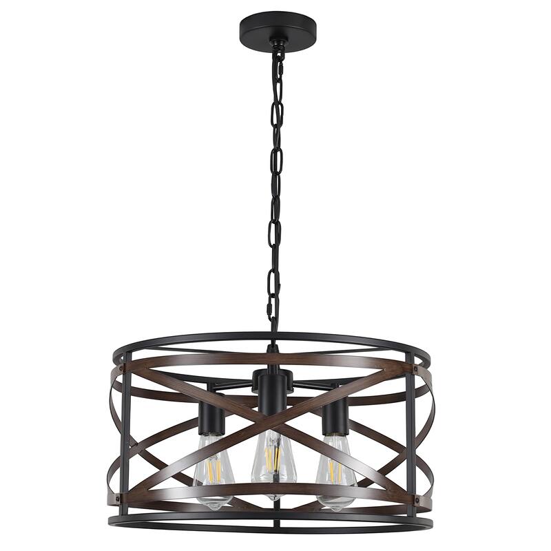 3 - Light Drum Chandelier - Matte Black