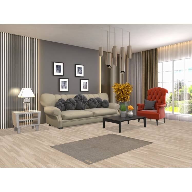 Beige & Gray Gabbeh Modern Rug Handmade Solid Wool Carpet - 2'9" x 4'1"