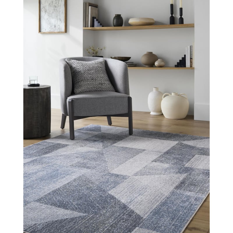 Livabliss Lillian Modern & Contemporary Geometric Indoor/Outdoor Area Rug - Dark Blue/Ivory - 2' x 2'11"
