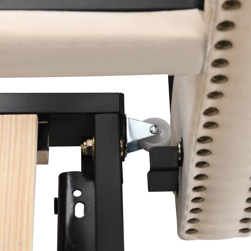 Beige Twin Upholstered Daybed with Pop-Up Trundle