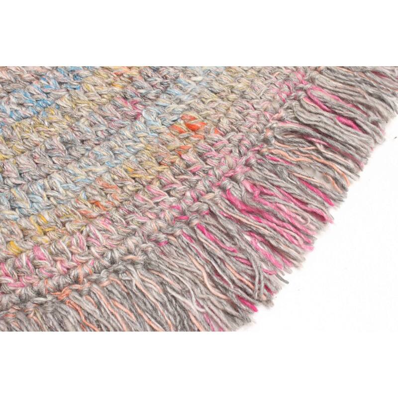 ECARPETGALLERY Braid weave Sienna Grey Wool Rug - 3'4 x 3'4