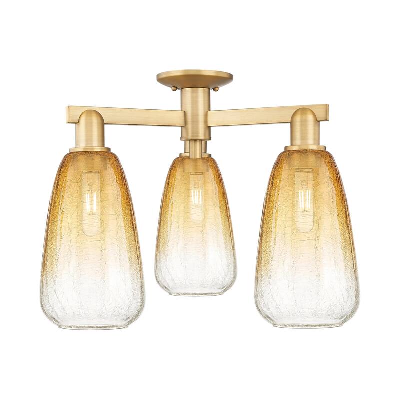 Innovations Lighting 716-3F-15-24 Brookhaven Almond Semi-Flush - Brushed Brass / Amber