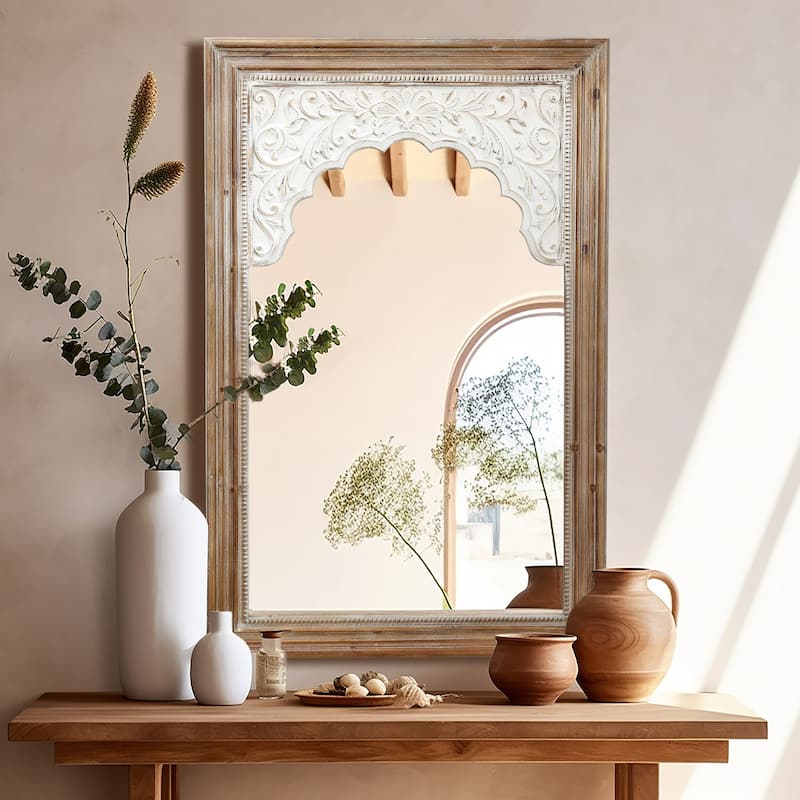 Wood Framed Rectangular Accent Wall Mirror - 43.39" H x 27.95" W x 1.5" D
